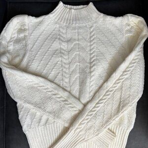 LOFT Ivory Cable Knit Seater - Size Medium